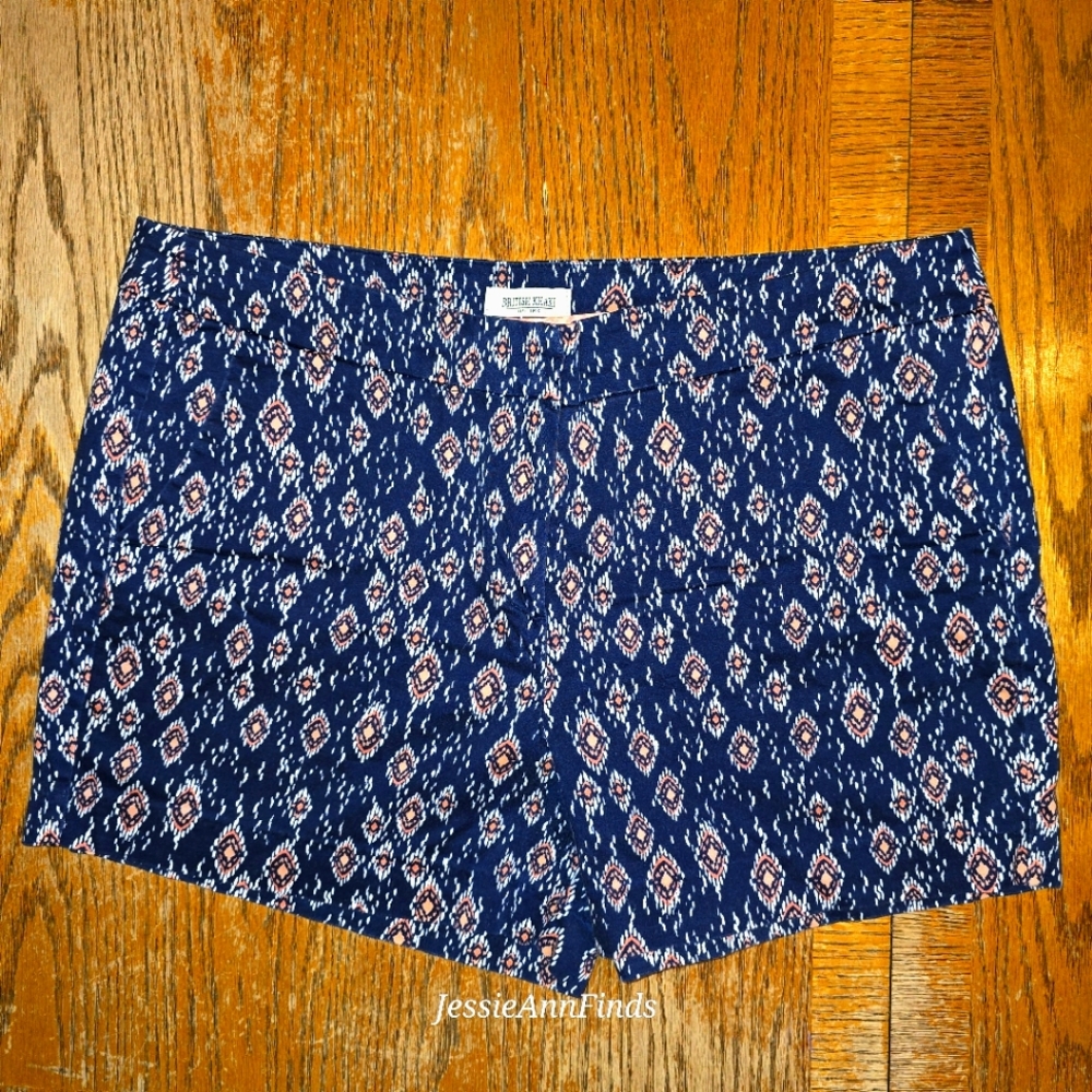 British Khaki Navy Patterned High Waist Shorts
